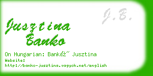jusztina banko business card